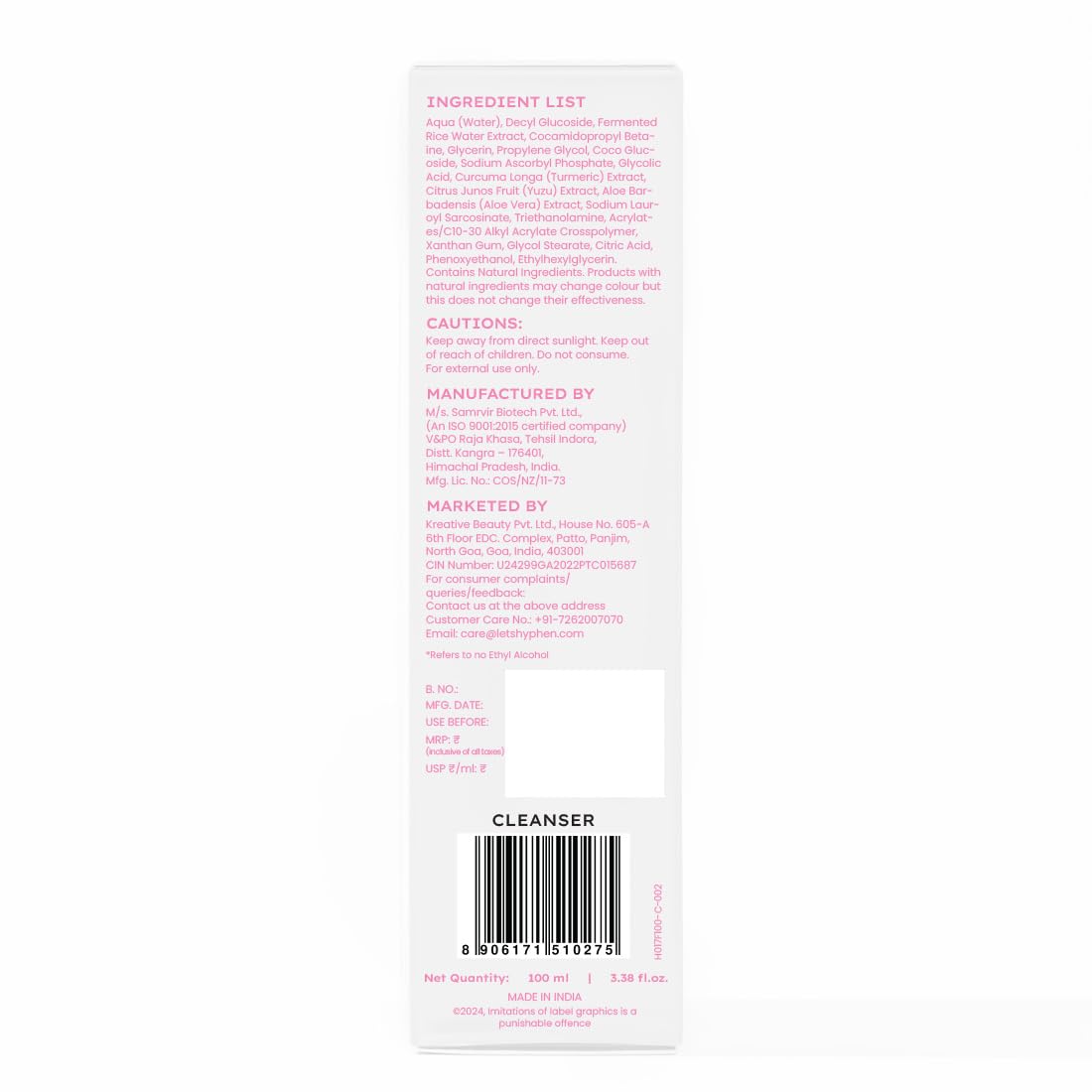 Hyphen 10% Rice Water Face Wash - 100 ml