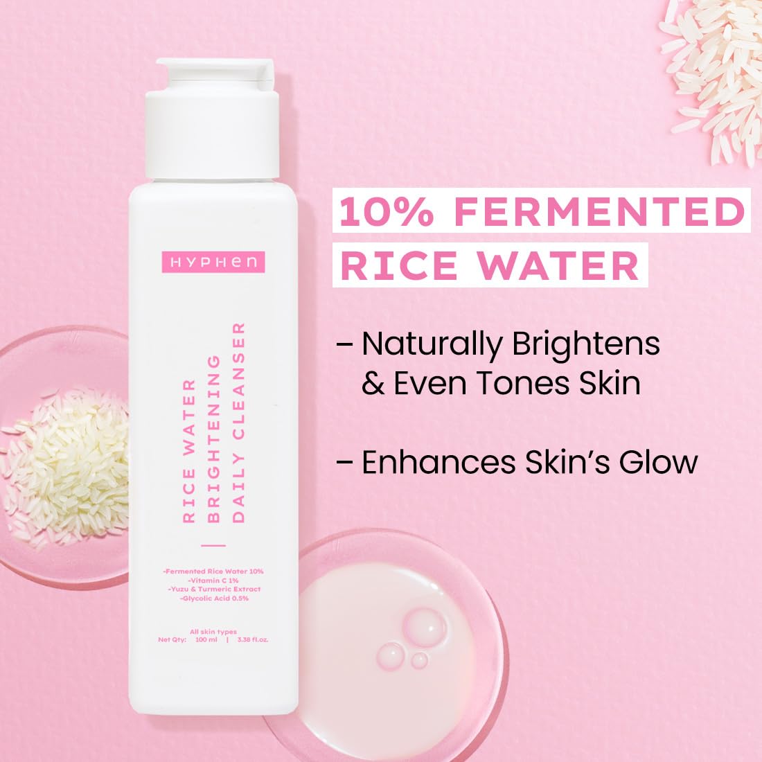 Hyphen 10% Rice Water Face Wash - 100 ml
