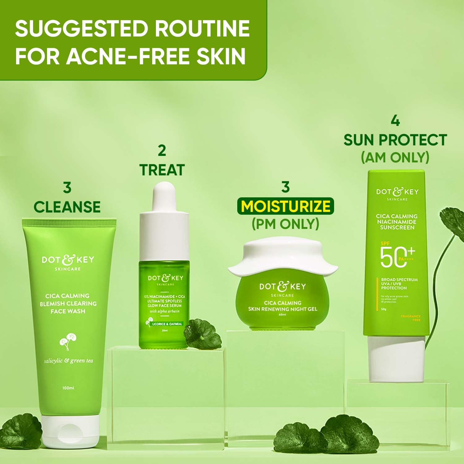 Dot & Key CICA Calming Skin Renewing Night Gel | Fades Blemishes & Dark Spots | 60ml