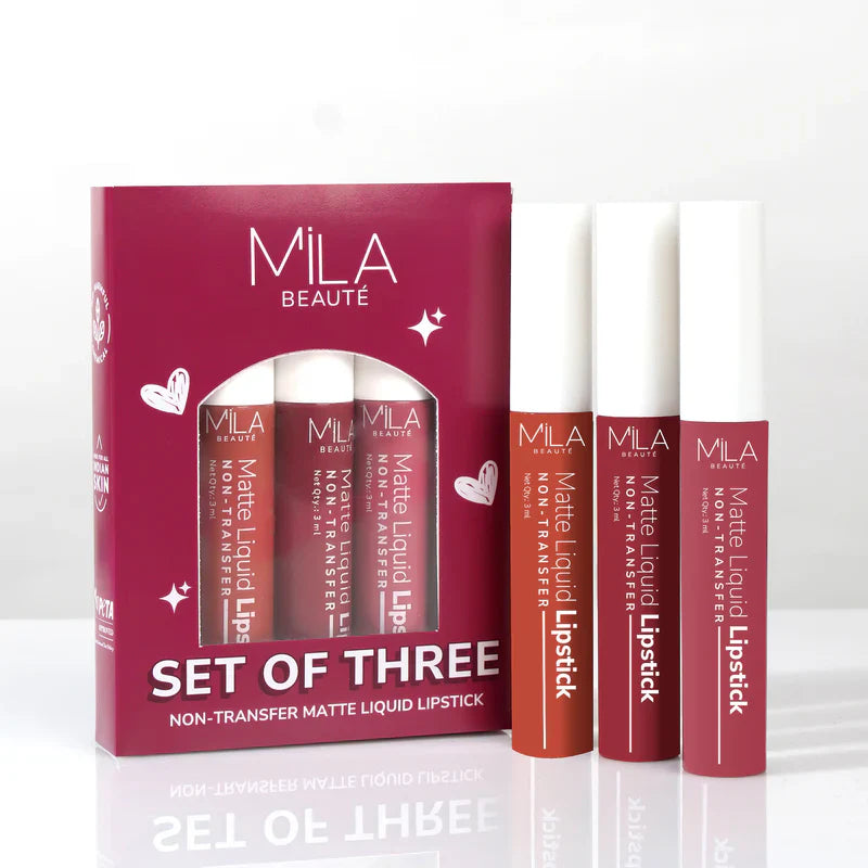 Mila Beaute Non Transfer Liquid Lipstick Set of 3