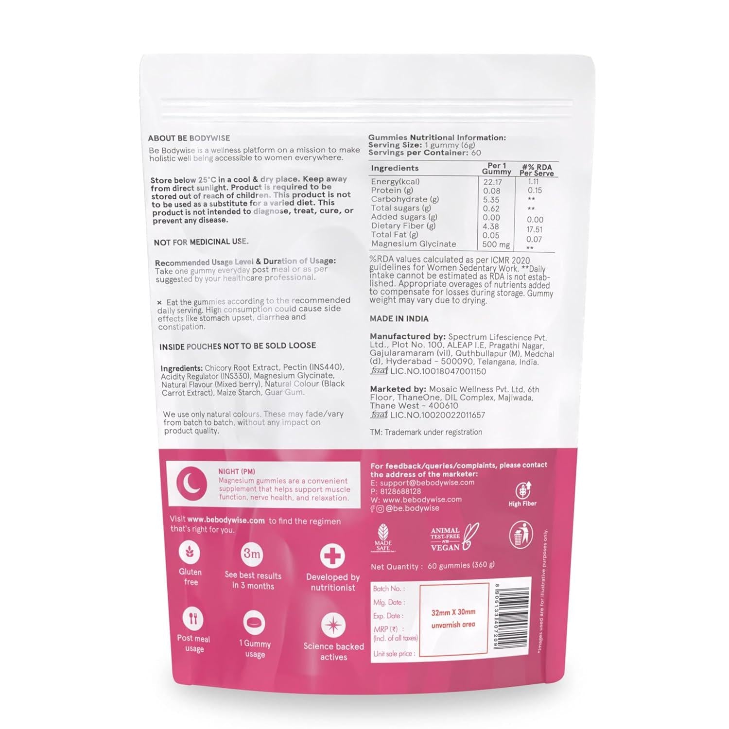 Be Bodywise Magnesium Glycinate Gummies - 60
